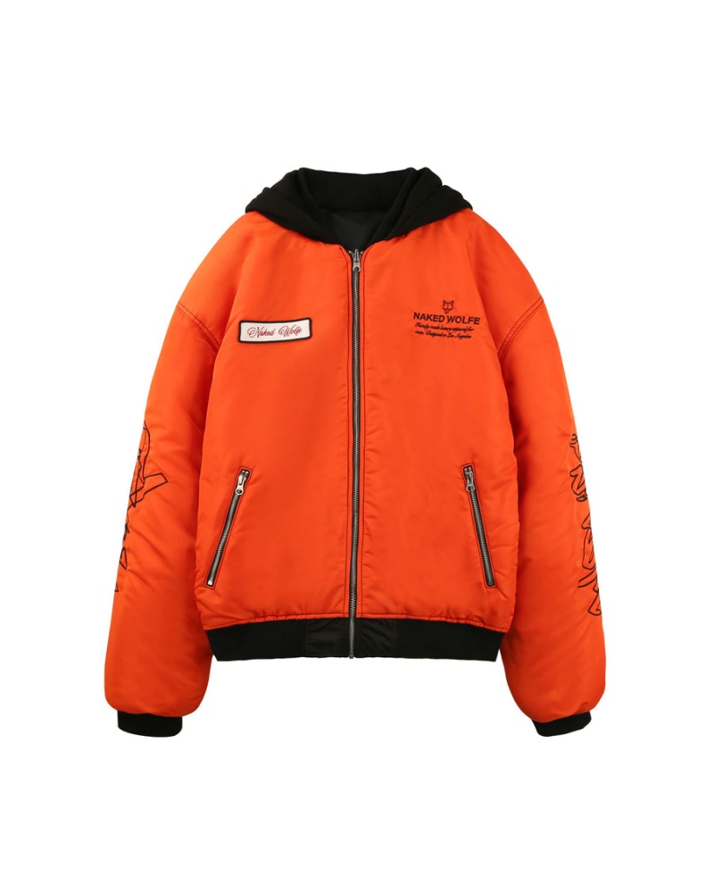 Naked Wolfe Double Sided Bomber Miesten Takit Mustat Oranssi | OJE4158JF